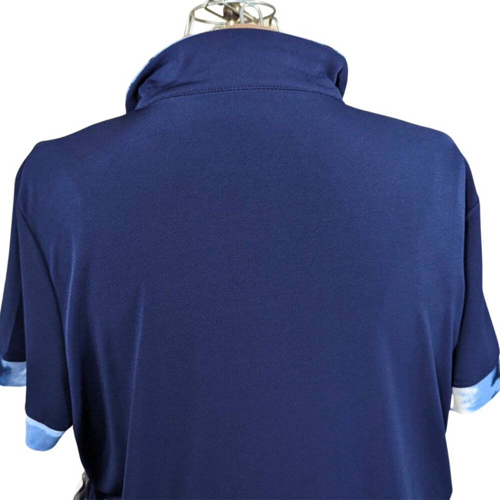 Chico's 3 XL Navy Blue Short Sleeve 1/4 Zip Lightweight Polo w/Tie Dye NWT - Picture 7 of 10